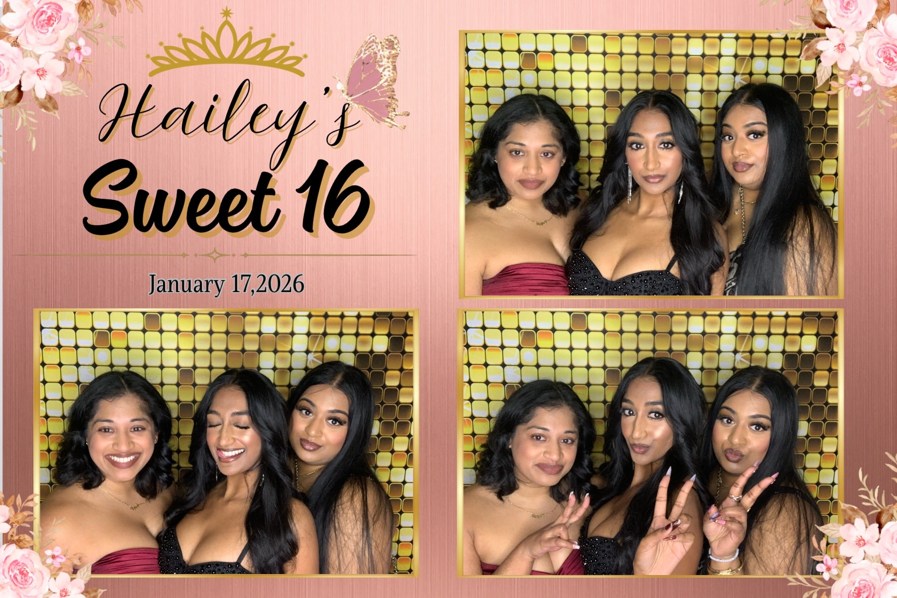 Hailey's Sweet 16 photo booth collage