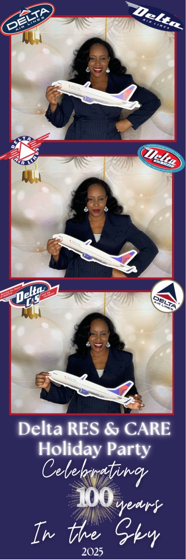 Delta RES & CARE Holiday Party 100 Years in the Sky photo booth collage