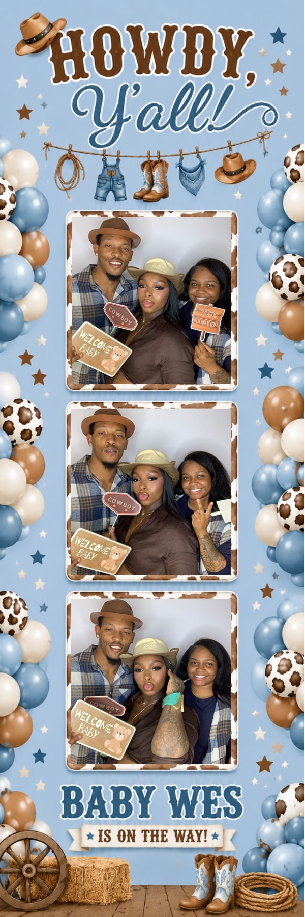 Baby Wes Howdy Y'all western-themed baby shower photo booth collage