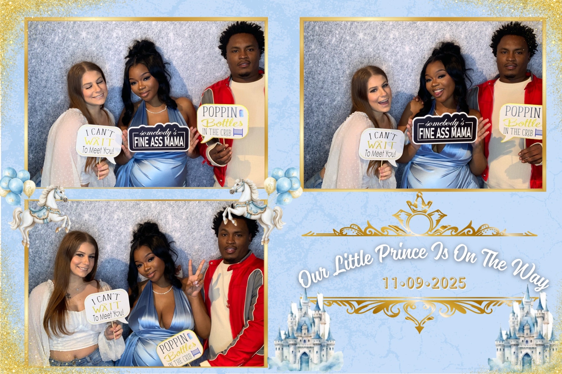 Our Little Prince Is On The Way royal castle-themed baby shower photo booth collage — November 9, 2025
