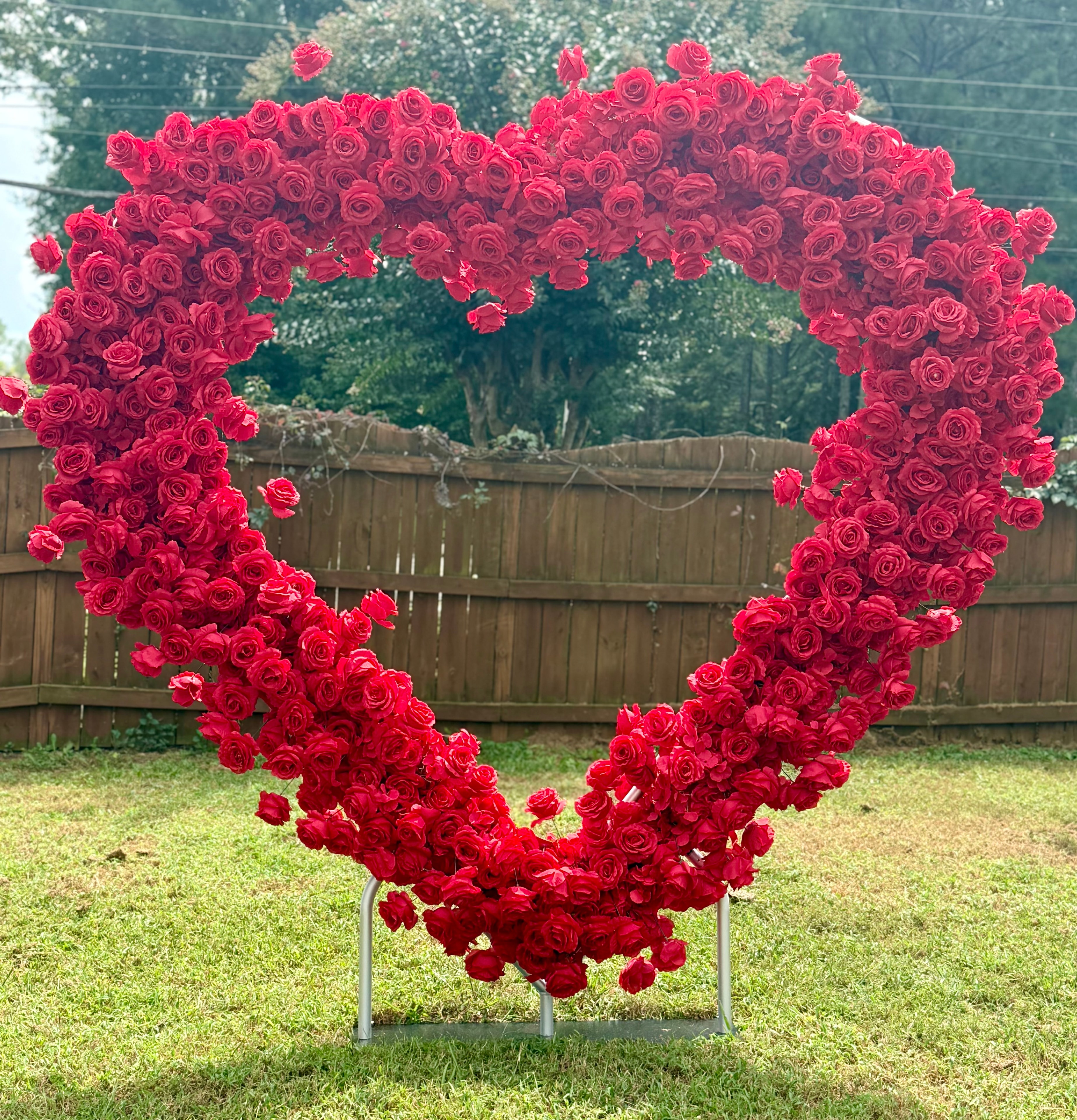 Rose heart arch rental for Atlanta weddings and celebrations